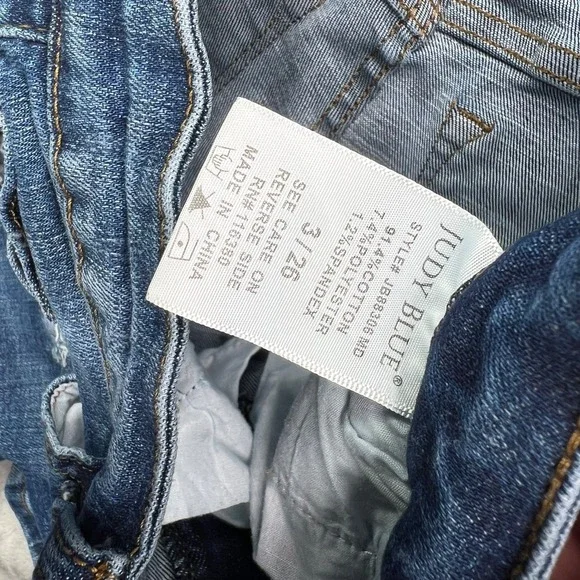 Judy Blue Jeans Womens‎ 26 Blue Boyfriend Fit Distress Patched Stretch Denim - Picture 14 of 15